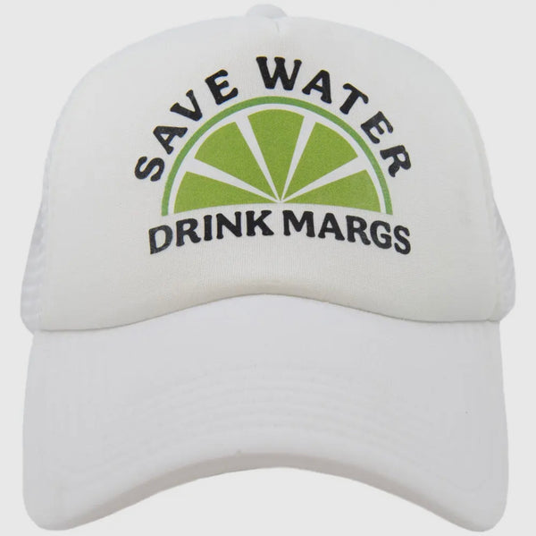 White Save Water Drink Margs Hat