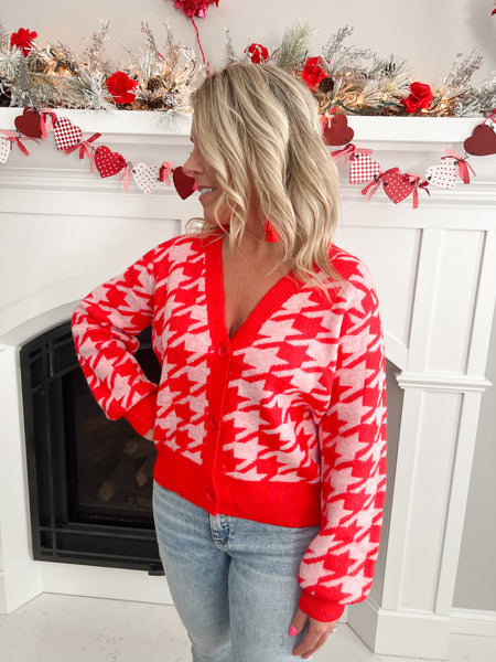 Red Houndstooth Sweater