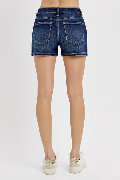 Dark Denim Button Shorts