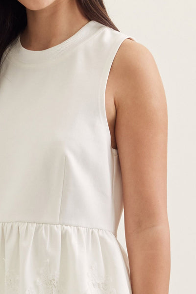 White Lace Hem Tank