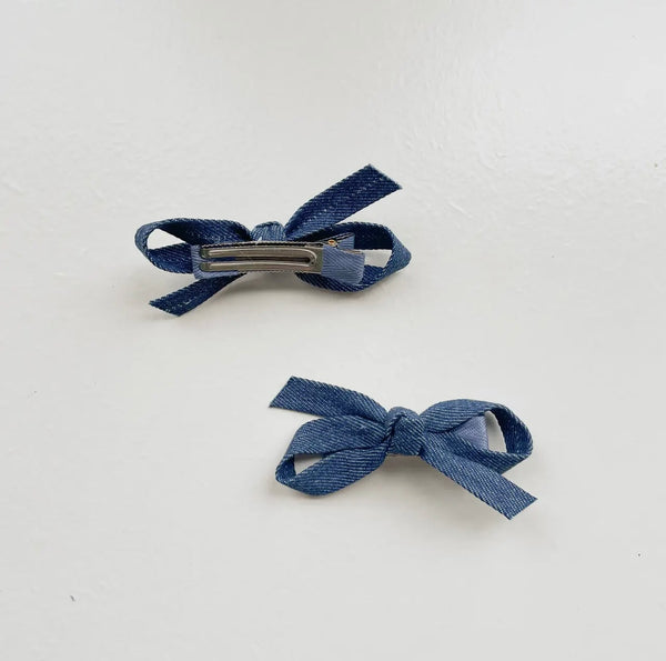 Mini Denim Bow Hair Clip