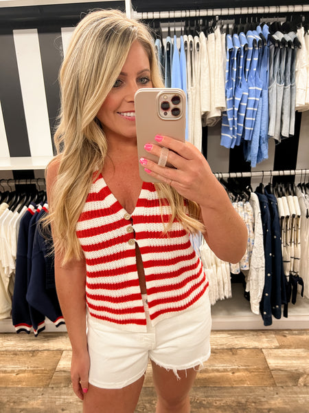 Red Striped Sweater Vest