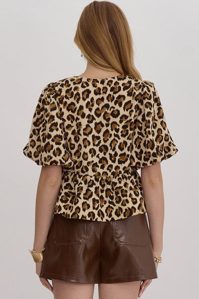 Leopard Peplum Top