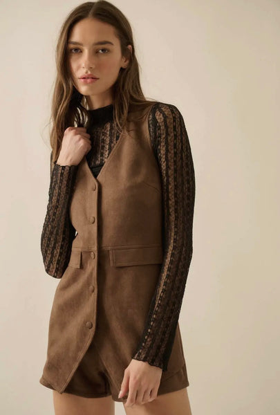 Suede Romper