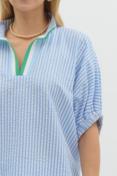 Blue Pinstripe Top