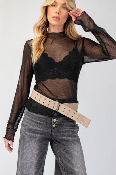 Black Foil Mesh Top