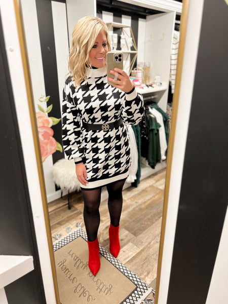 Houndstooth Sweater Dress