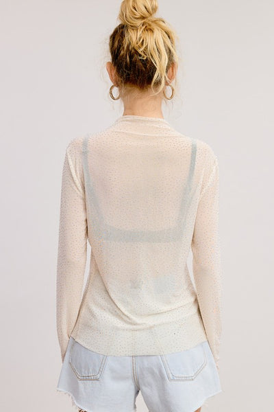 Cream Rhinestone Top