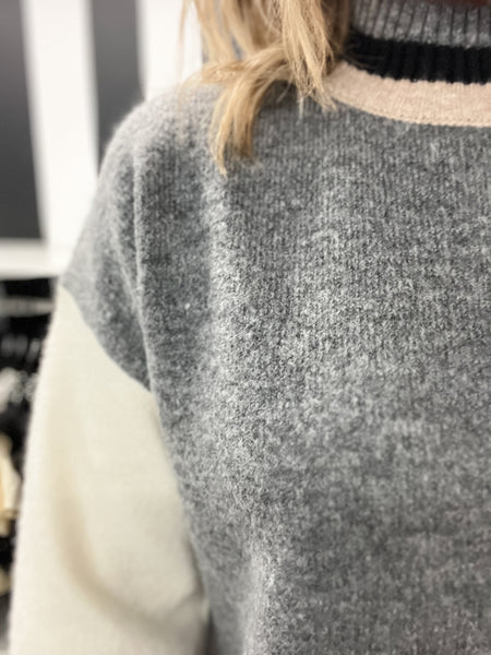 Grey/Taupe Color Block Sweater