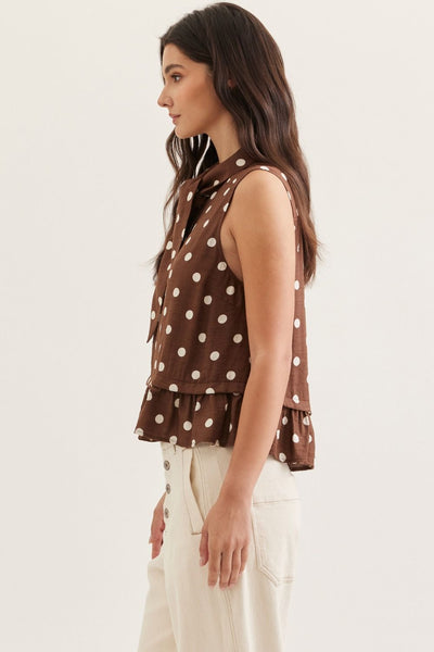 Brown Polka Dot Tie Tank