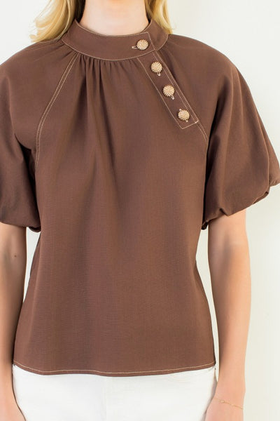 French Press Gold Button Top