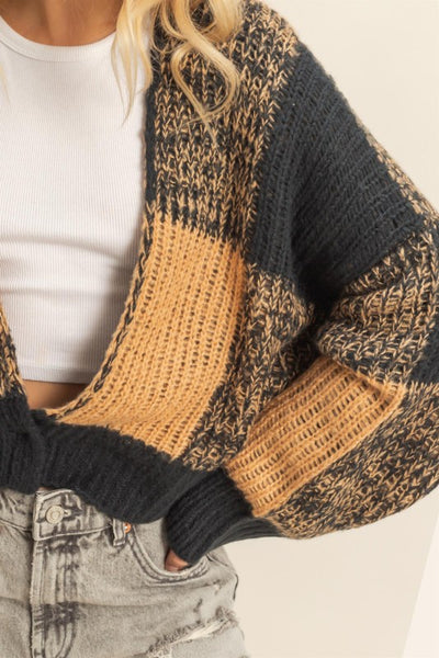 Black & Taupe Check Sweater