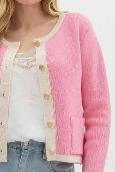 Pink Button Cardigan