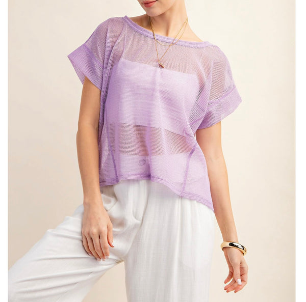 Lavender Mesh Top