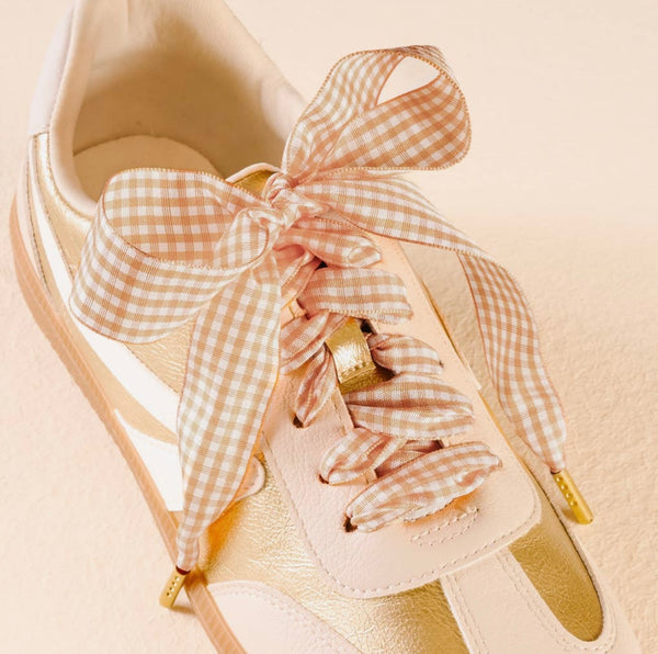 Tan Gingham Shoelaces