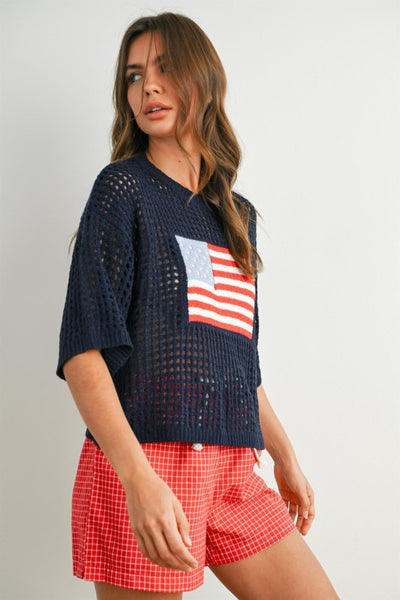 Flag Crochet Sweater Top