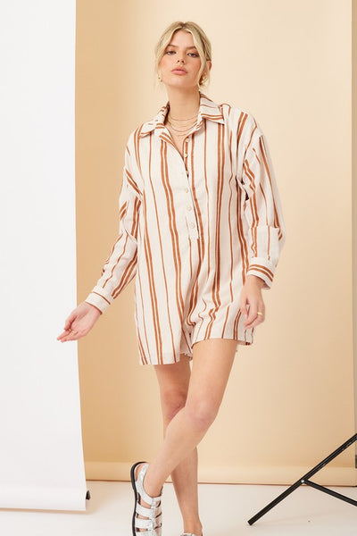 Striped Button Down Romper