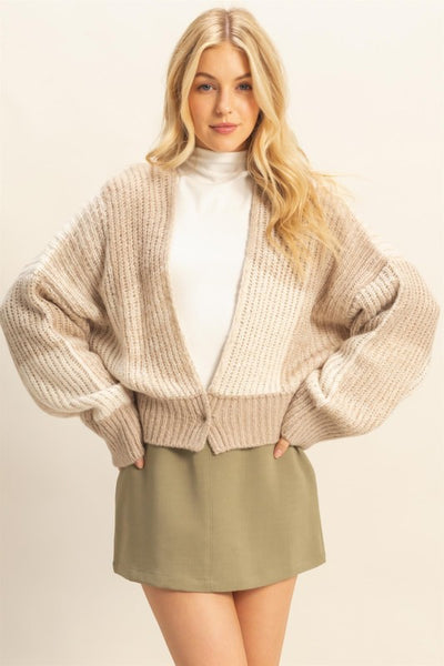 Beige & Taupe Check Sweater