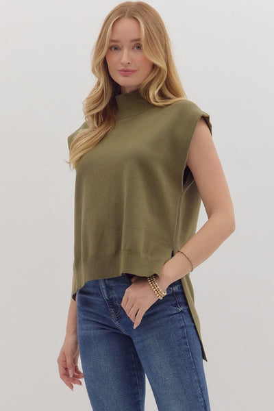 Olive High Low Pullover