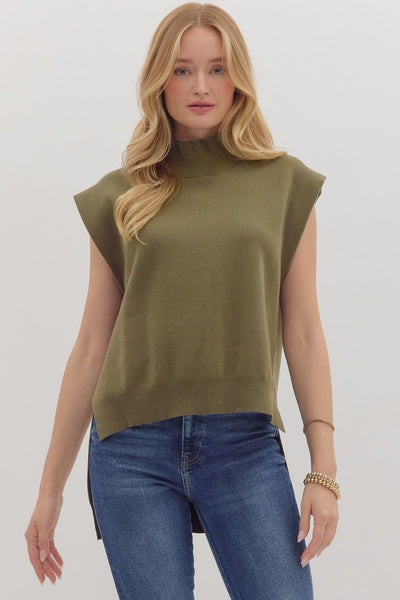 Olive High Low Pullover