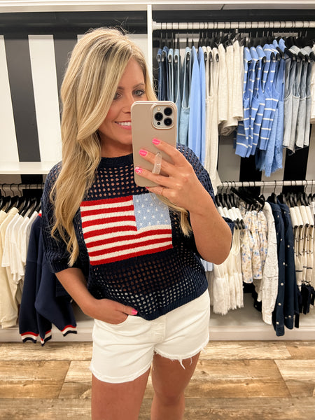 Flag Crochet Sweater Top