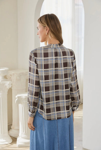 Plaid Tie Blouse