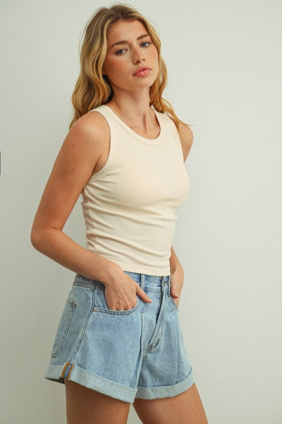 Ribbed Cream Tank
