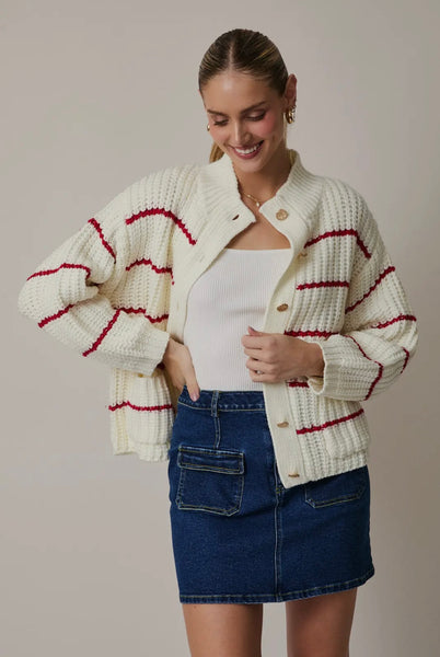 Red & White Cardigan