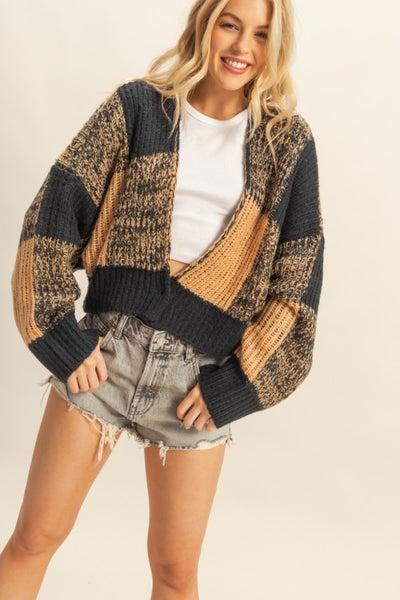 Black & Taupe Check Sweater