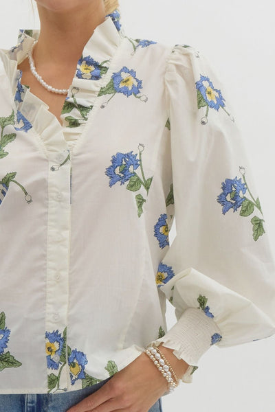 Ivory Floral Button Up