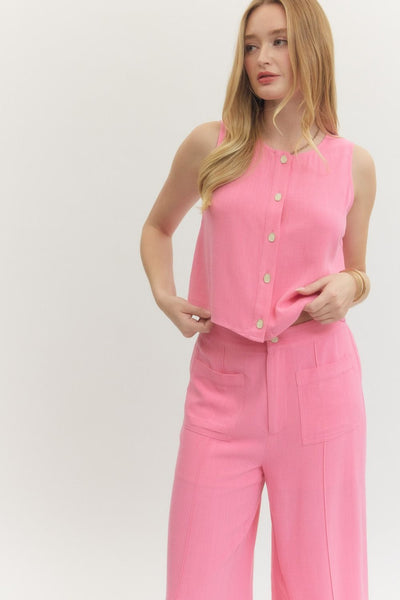 Pink Button Top
