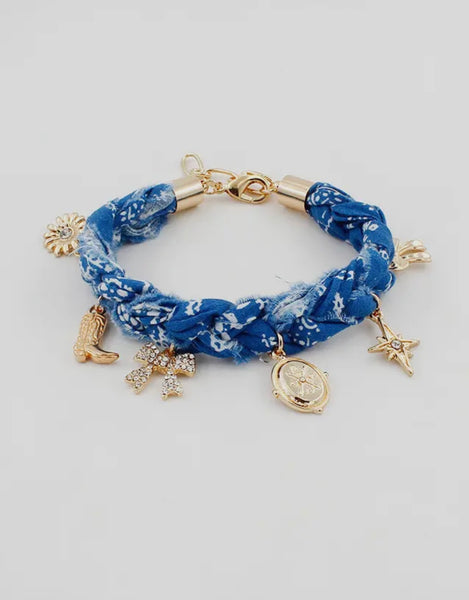 Blue Bandana Charm Bracelet