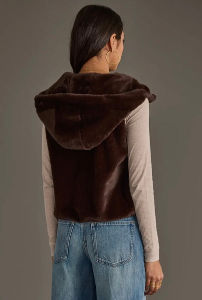 Brown Fur Hooded Vest
