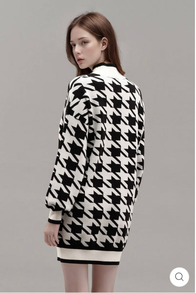 Houndstooth Sweater Dress