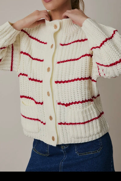Red & White Cardigan