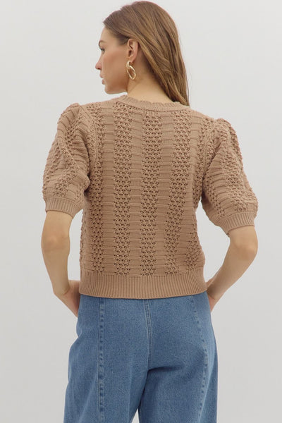 Taupe Knit Pullover Top