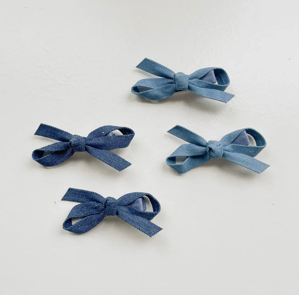 Mini Denim Bow Hair Clip