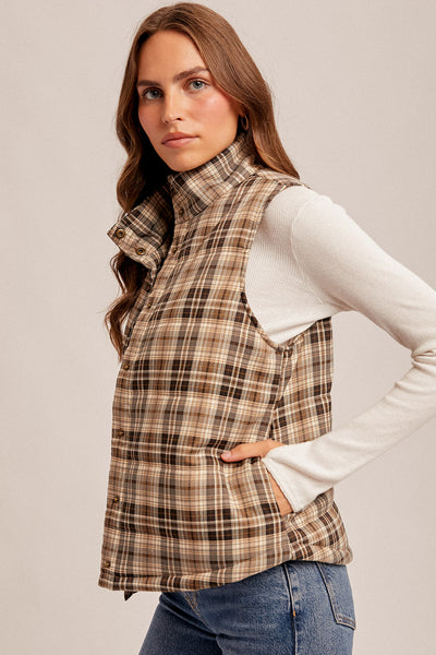 Plaid Puff Vest