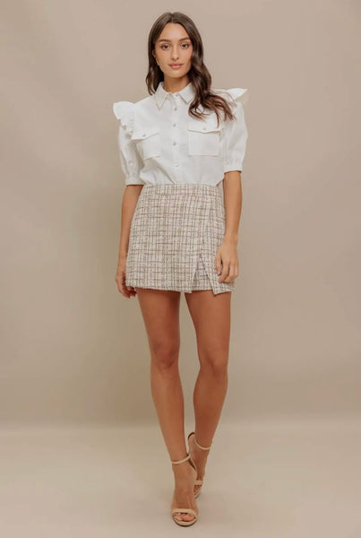 Cream Tweed Skort