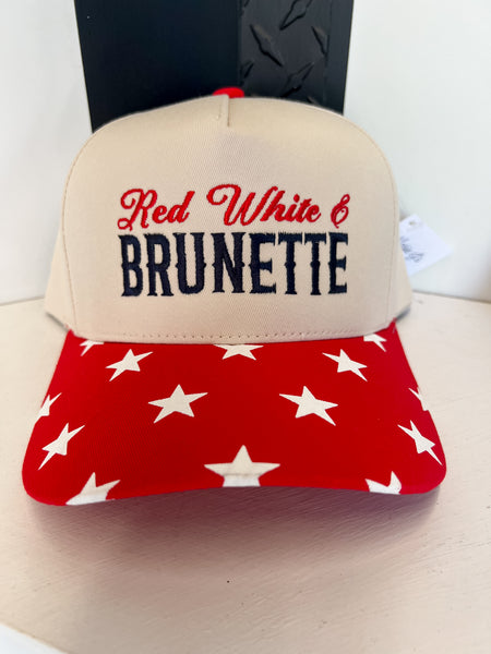 Red White & Brunette Hat