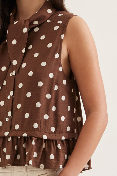 Brown Polka Dot Tie Tank