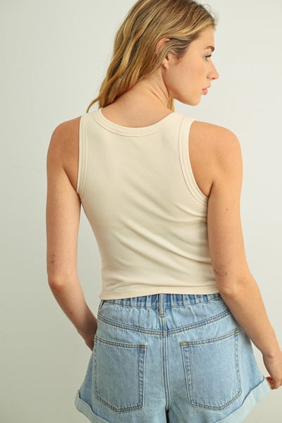 Ribbed Cream Tank