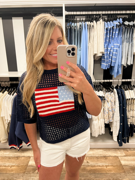 Flag Crochet Sweater Top
