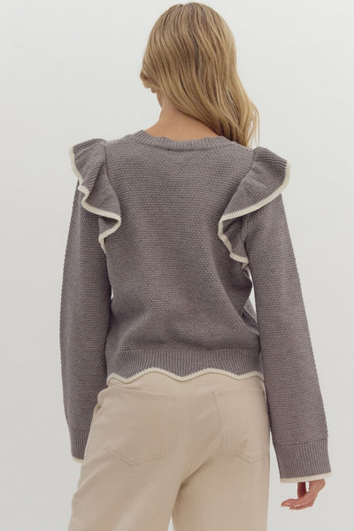 Grey Ruffle Sweater