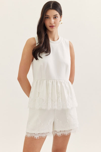 White Lace Hem Tank
