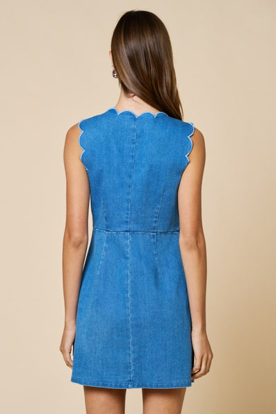 Denim Scalloped Dress Small