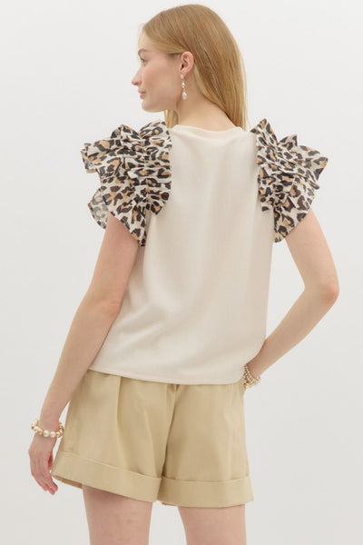 Cream Leopard Sleeve Top