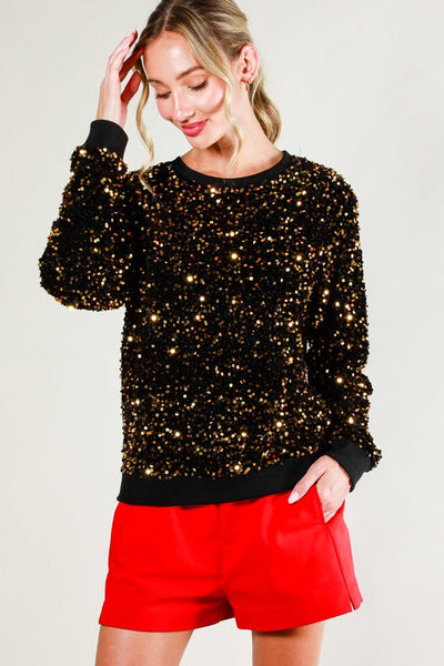 Gold Sequin Crewneck