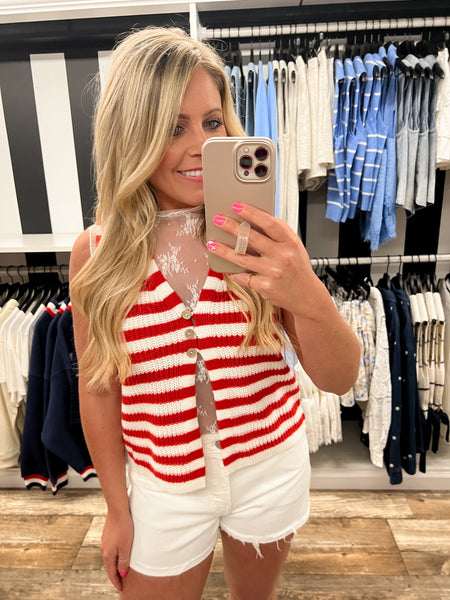 Red Striped Sweater Vest