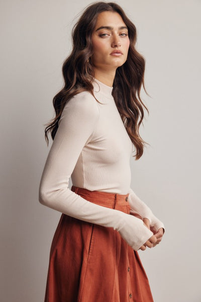 Ecru Mock Neck Basic